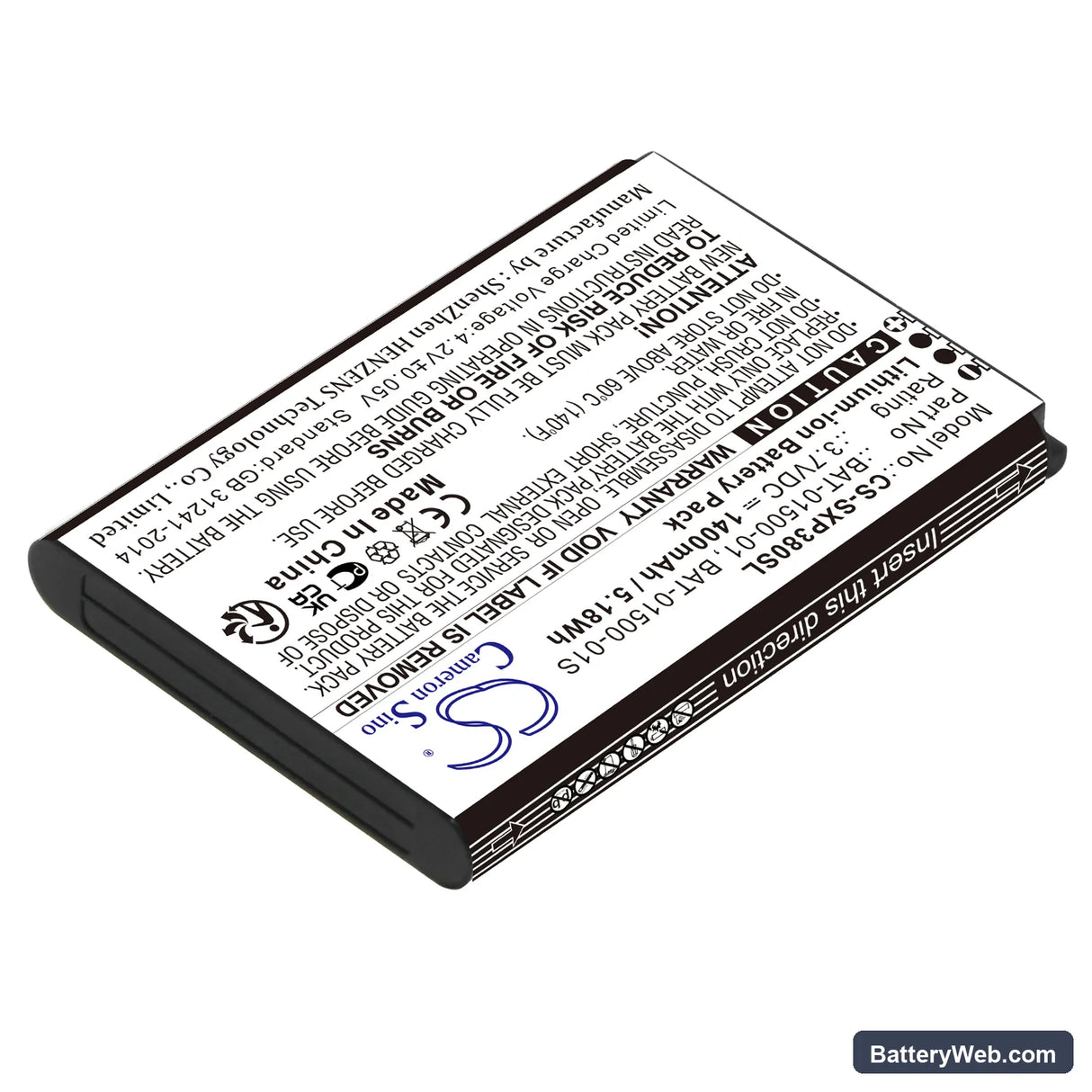 Sonim XP3800 Replacement Battery, 3.7V, 1400mAh, Li-ion 2