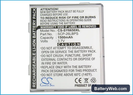 Sanyo SCP-6650 Replacement Battery, 3.7V, 1500mAh, Li-ion 5