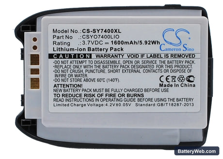 Sanyo SCP-7400 Replacement Battery, 3.7V, 1600mAh, Li-ion 5