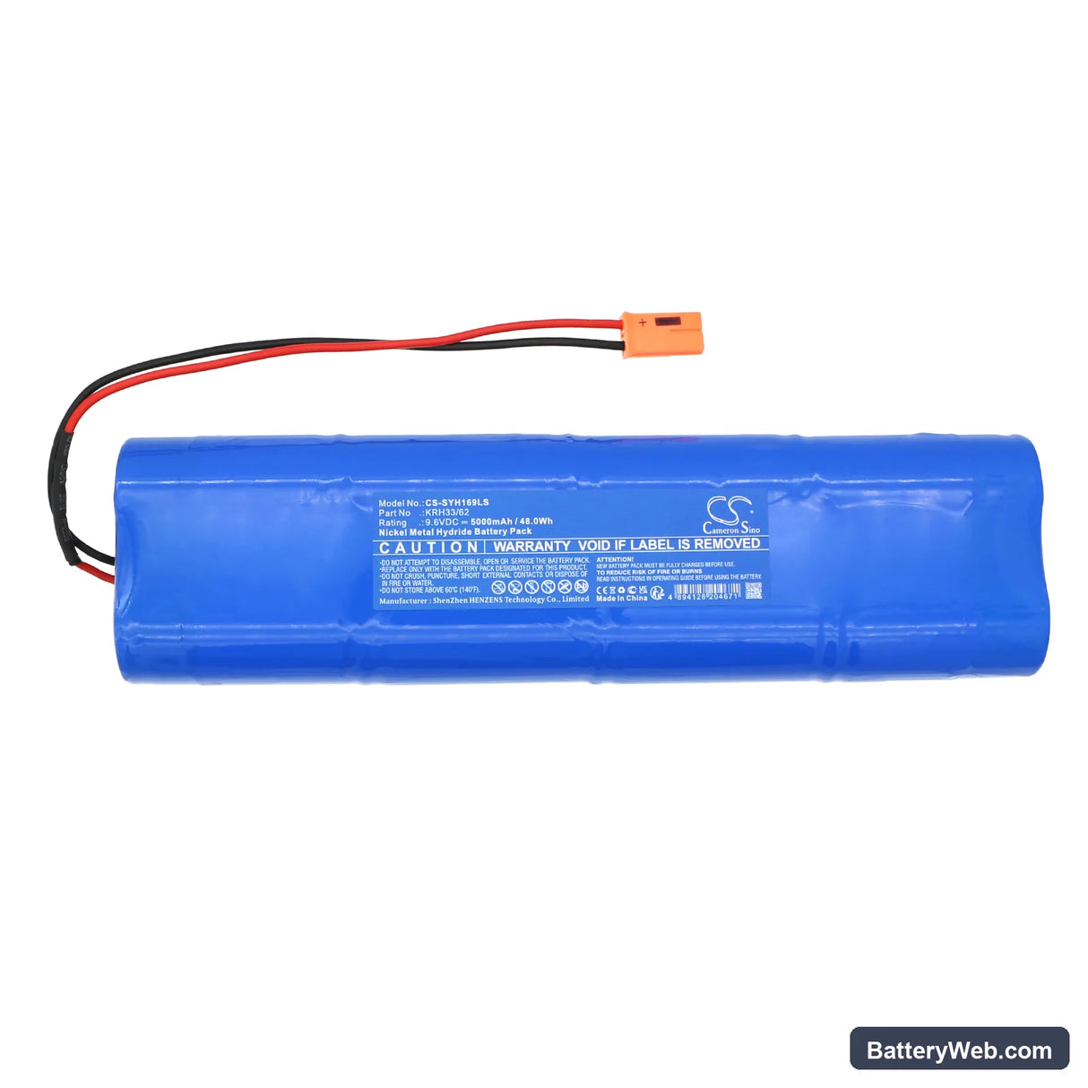Streamer YH08-W1690 16W Replacement Battery, 9.6V, 5000mAh, Ni-MH 3