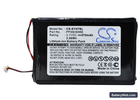 Samsung YP-YH7 Replacement Battery, 3.7V, 970mAh, Li-ion 5