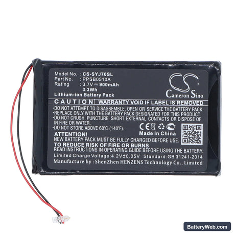 Samsung YH-J70 Replacement Battery, 3.7V, 900mAh, Li-ion 3