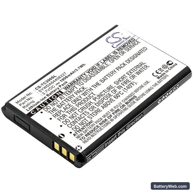 T-Com TC300 Replacement Battery, 3.7V, 1000mAh, Li-ion 1