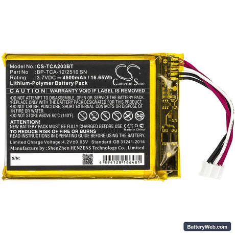 Xfinity Home Security Touch Screen Replacement Battery, 3.7V, 4500mAh, Li-Polymer 3