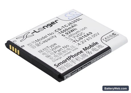 TCL J630T Replacement Battery, 3.7V, 1600mAh, Li-ion 2
