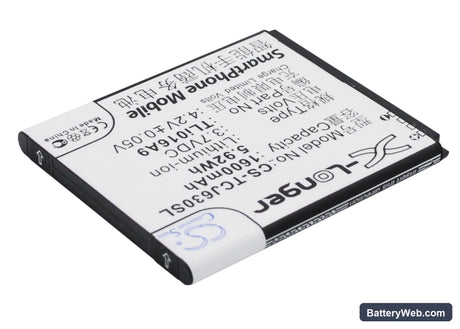 TCL J630T Replacement Battery, 3.7V, 1600mAh, Li-ion 3