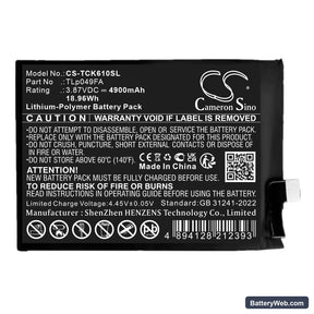 TCL 40 SE Replacement Battery, 3.87V, 4900mAh, Li-Polymer 1