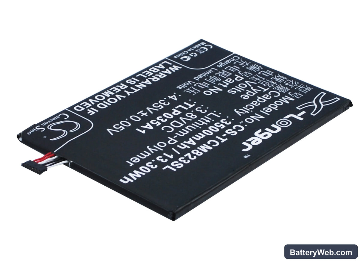 TCL M823 Replacement Battery, 3.8V, 3500mAh, Li-Polymer 2
