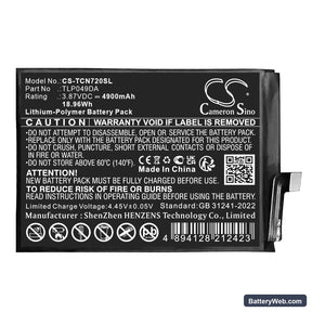 TCL 50 Pro Replacement Battery, 3.87V, 4900mAh, Li-Polymer 1