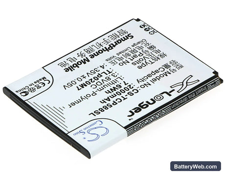 TCL TCL P588 Replacement Battery, 3.8V, 2000mAh, Li-Polymer 2