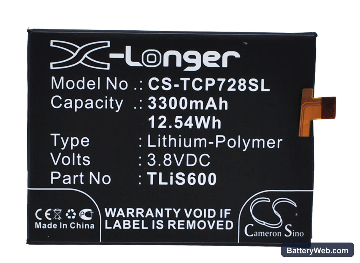 Alcatel One Touch Flash Plus Replacement Battery, 3.8V, 3300mAh, Li-Polymer 1