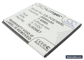 TCL S700T Replacement Battery, 3.7V, 2000mAh, Li-ion 1