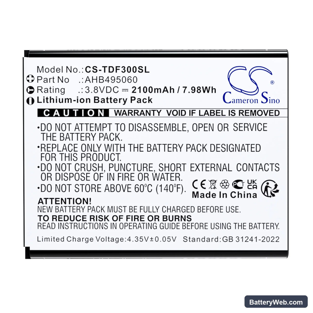 Tenda 4G180. 4G LTE Replacement Battery, 3.8V, 2100mAh, Li-ion 5