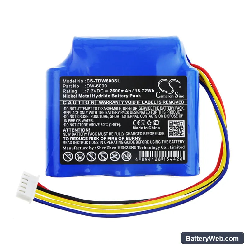 Tosight DW-6000 Replacement Battery, 7.2V, 2600mAh, Ni-MH 3