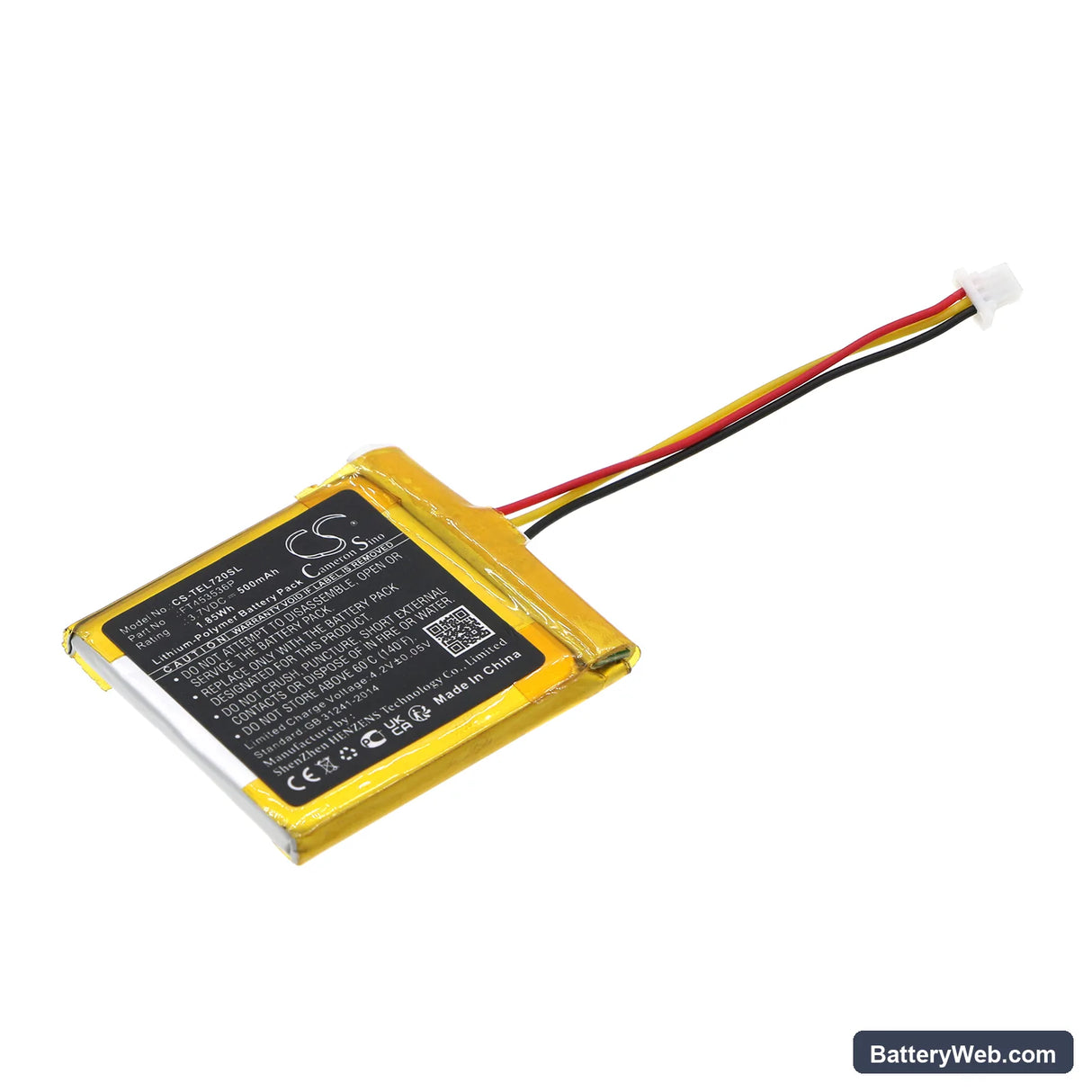 Turtle Beach Stealth 700 2Gen Replacement Battery, 3.7V, 500mAh, Li-Polymer 1