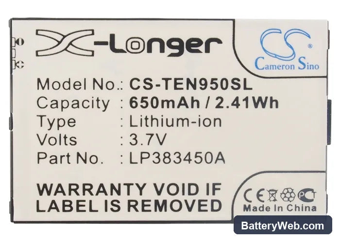 Telefunken eurofon T95 Replacement Battery, 3.7V, 650mAh, Li-Polymer 5