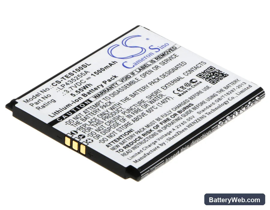 Telefunken Selfie TS1 Replacement Battery, 3.7V, 1500mAh, Li-ion 1