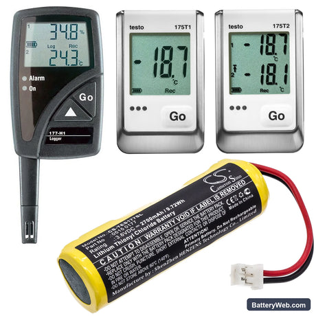 Testo 175-T1 Replacement Battery, 3.6V, 2700mAh, Li-SOCl2 6