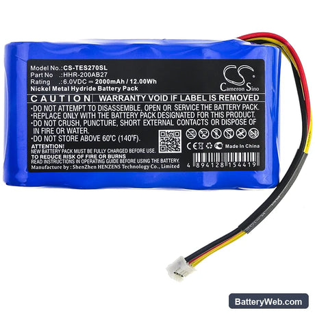 Testo Fluegas Analyzer Replacement Battery, 6V, 2000mAh, Ni-MH 3
