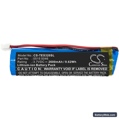 Testo 320 Combustion Analyzer Replacement Battery, 3.7V, 2600mAh, Li-ion 3