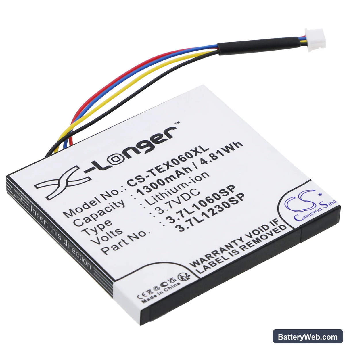 Texas Instruments TI-Nspire CX Replacement Battery, 3.7V, 1300mAh, Li-ion 1