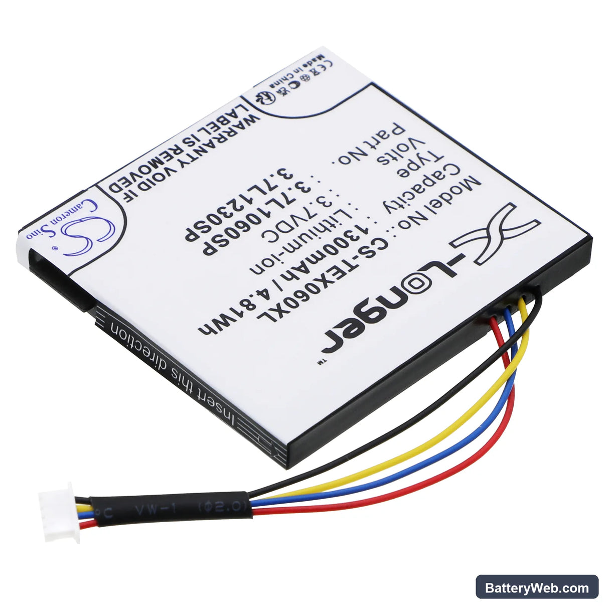 Texas Instruments TI-Nspire CX Replacement Battery, 3.7V, 1300mAh, Li-ion 2