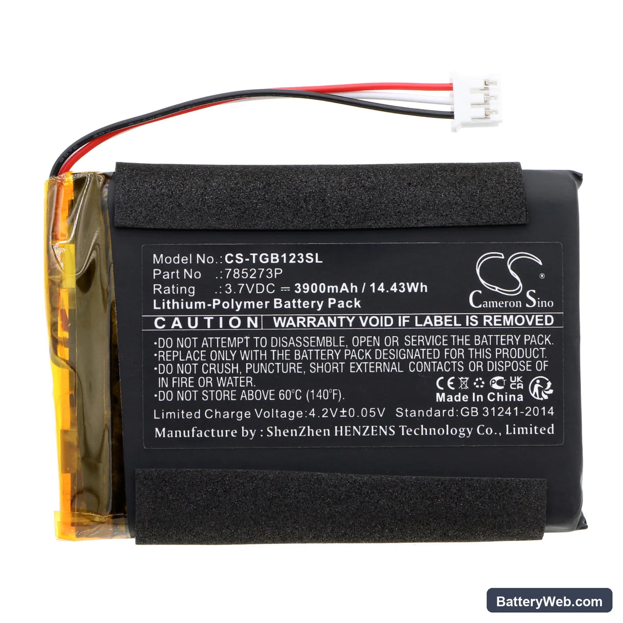Tigermedia Tigerbox Touch Replacement Battery, 3.7V, 3900mAh, Li-Polymer 3