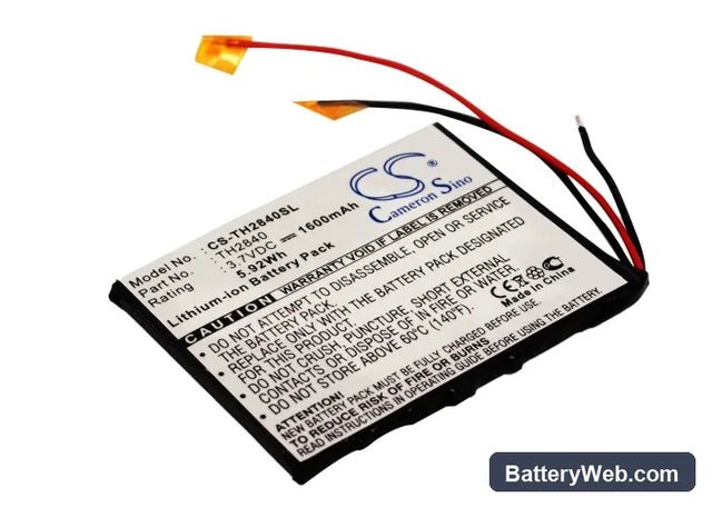 Thomson PDP2840 MP3 Player Replacement Battery, 3.7V, 1600mAh, Li-ion 1