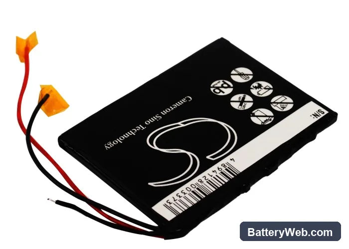 Thomson PDP2840 MP3 Player Replacement Battery, 3.7V, 1600mAh, Li-ion 3