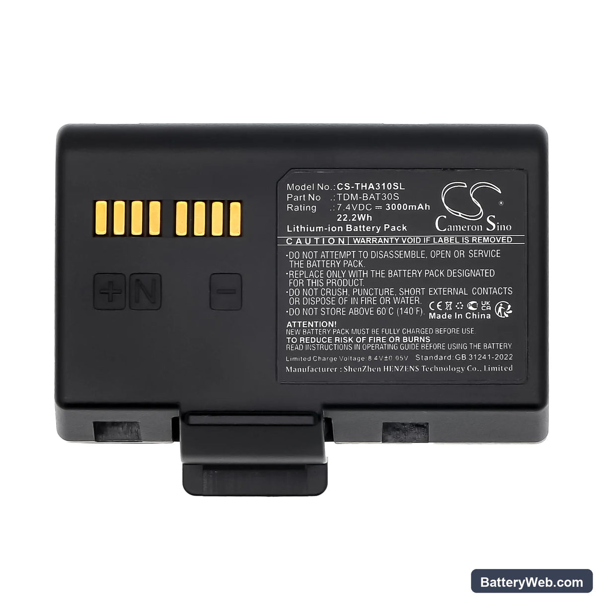 TSC Alpha 3L Replacement Battery, 7.4V, 3000mAh, Li-ion 5