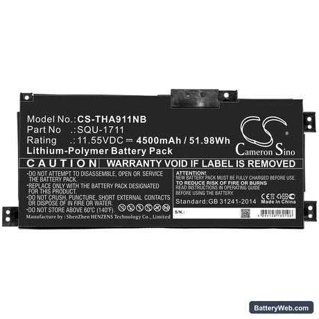 Thunderobot G7000M Replacement Battery, 11.55V, 4500mAh, Li-Polymer 3