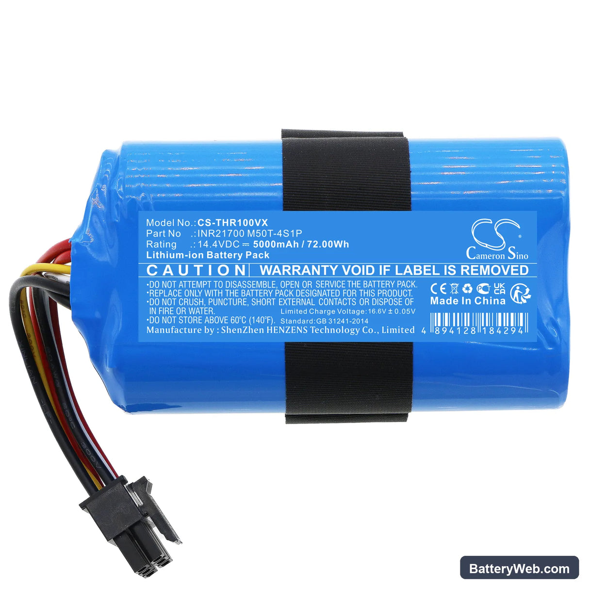 360 S10 Replacement Battery, 14.4V, 5000mAh, Li-ion 3