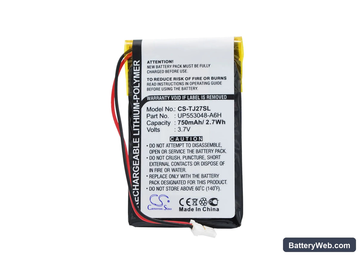 Sony Clie PEG-TJ27 Replacement Battery, 3.7V, 750mAh, Li-Polymer 1