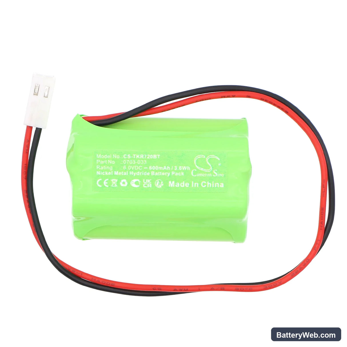 TEKNIM 720WR siren Replacement Battery, 6V, 600mAh, Ni-MH 3