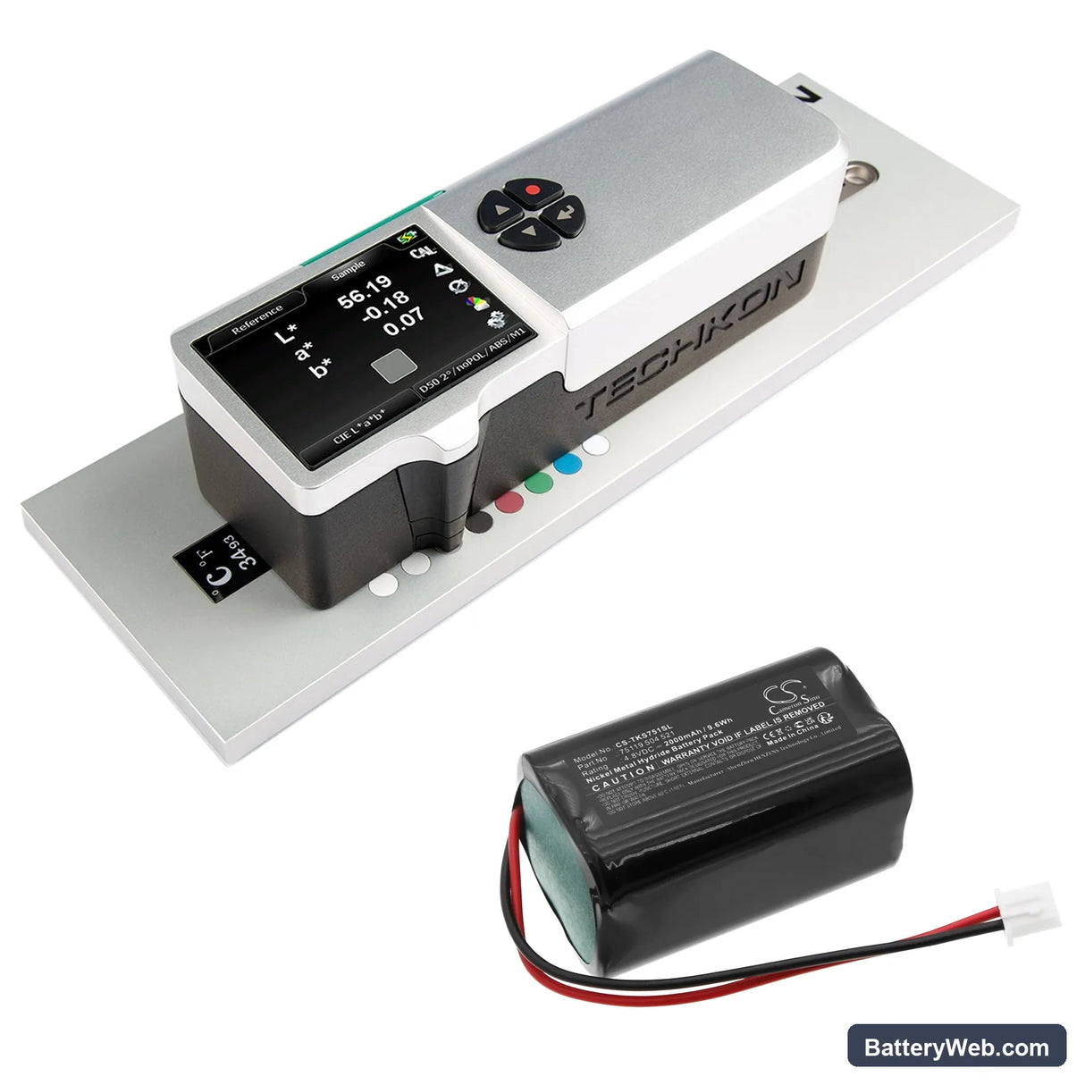 Techkon SpectroDens SpectroPlate Replacement Battery, 4.8V, 2000mAh, Ni-MH 6