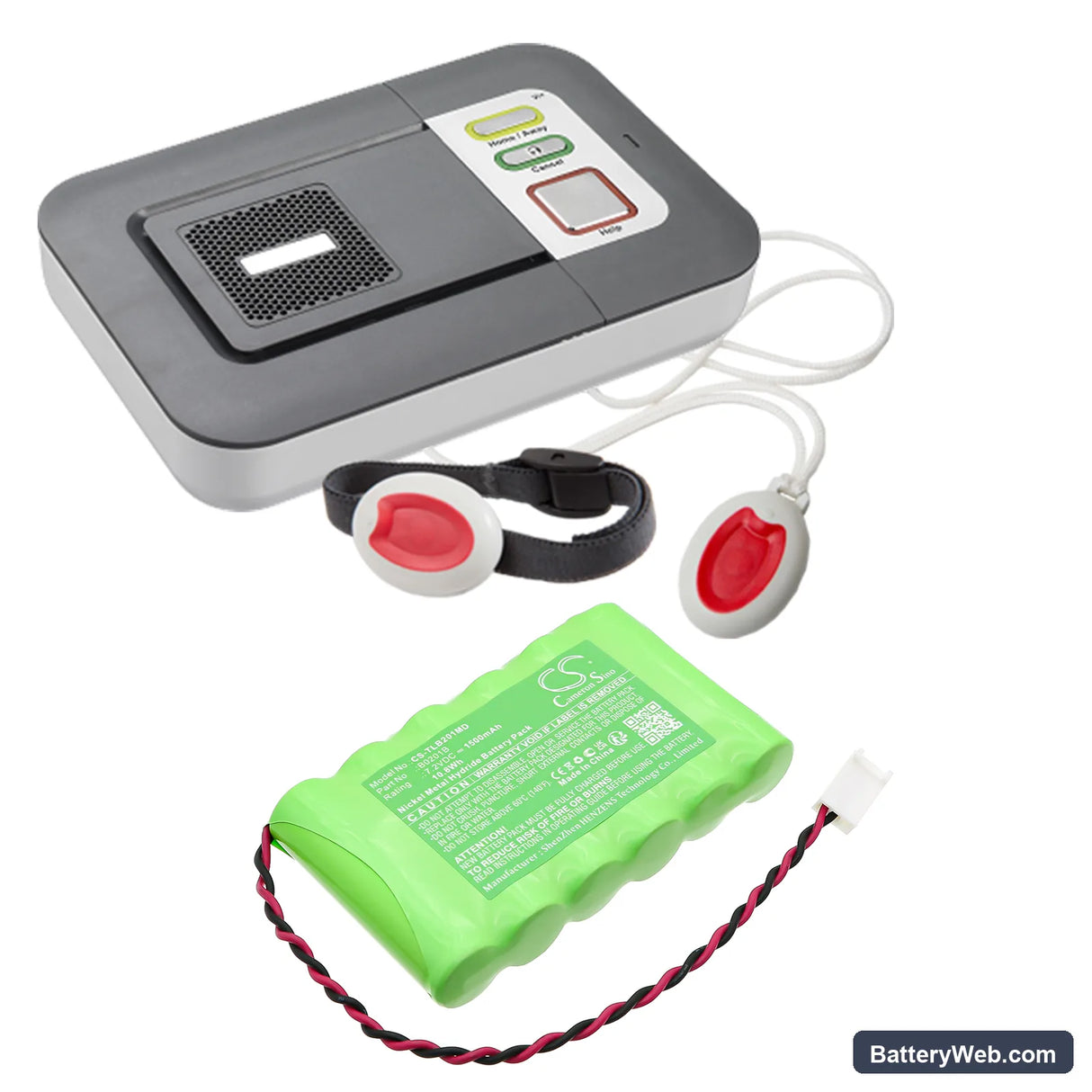 Tunstall Lifeline Vi Replacement Battery, 7.2V, 1500mAh, Ni-MH 6
