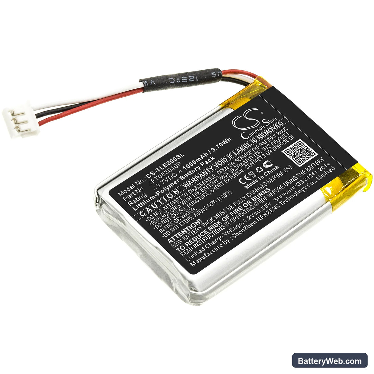 Turtle Beach Elite 800 Replacement Battery, 3.7V, 1000mAh, Li-Polymer 1