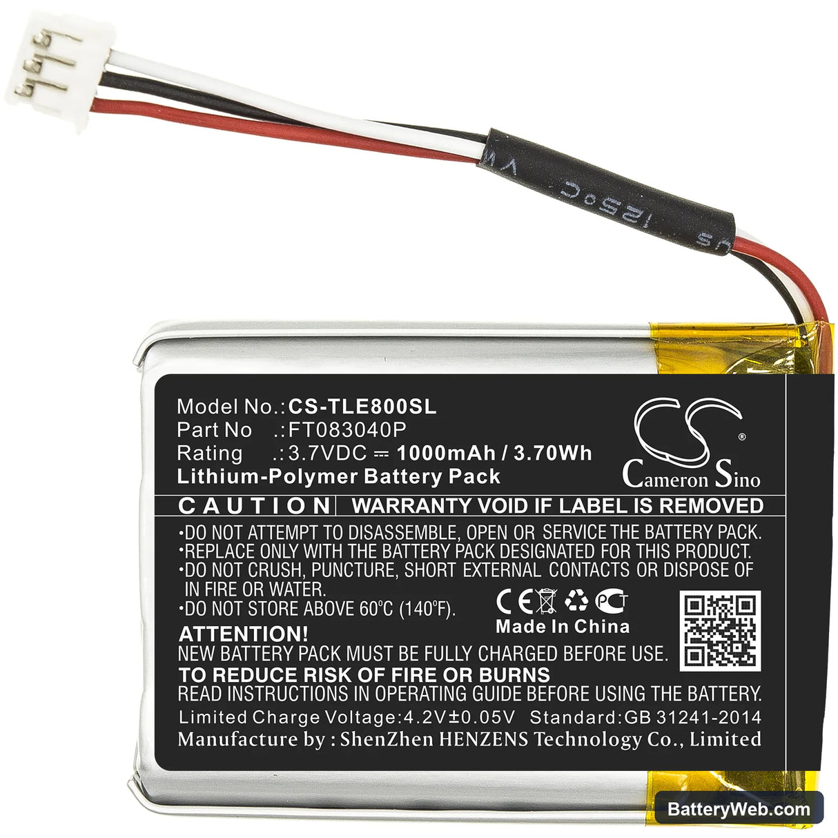 Turtle Beach Elite 800 Replacement Battery, 3.7V, 1000mAh, Li-Polymer 3