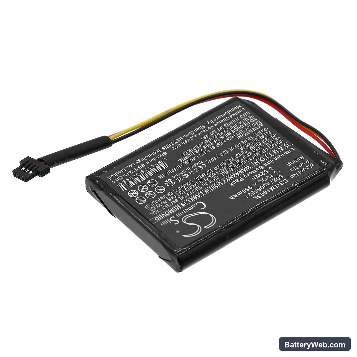 TomTom 1EK0.052.02 Replacement Battery, 3.7V, 950mAh, Li-ion 2