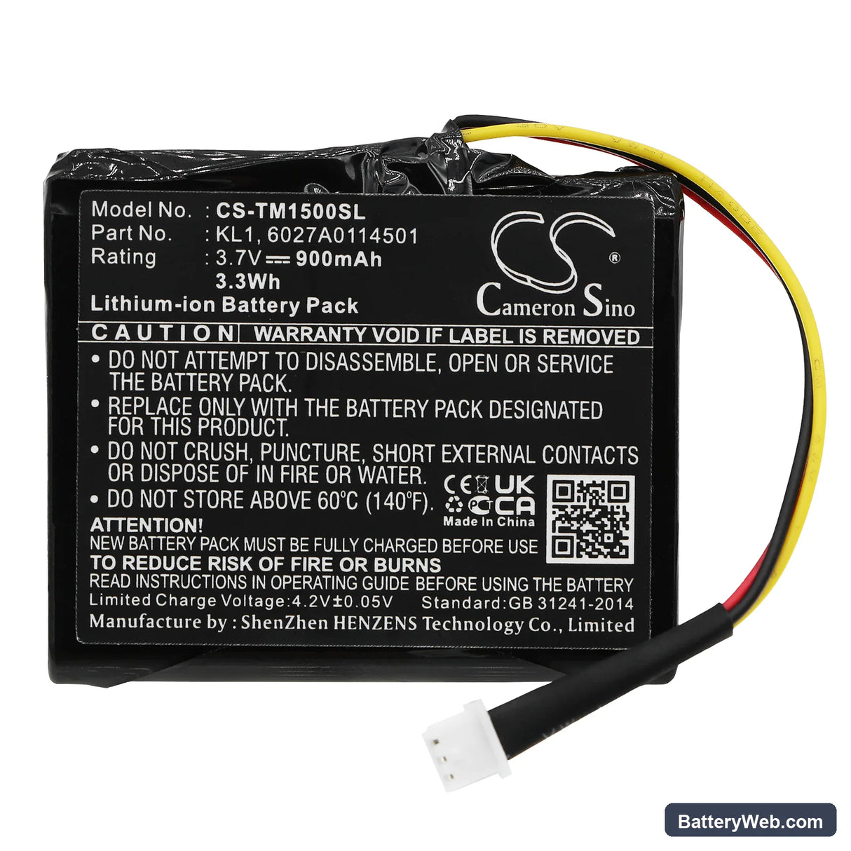 TomTom VIA 1505T Replacement Battery, 3.7V, 900mAh, Li-ion 3