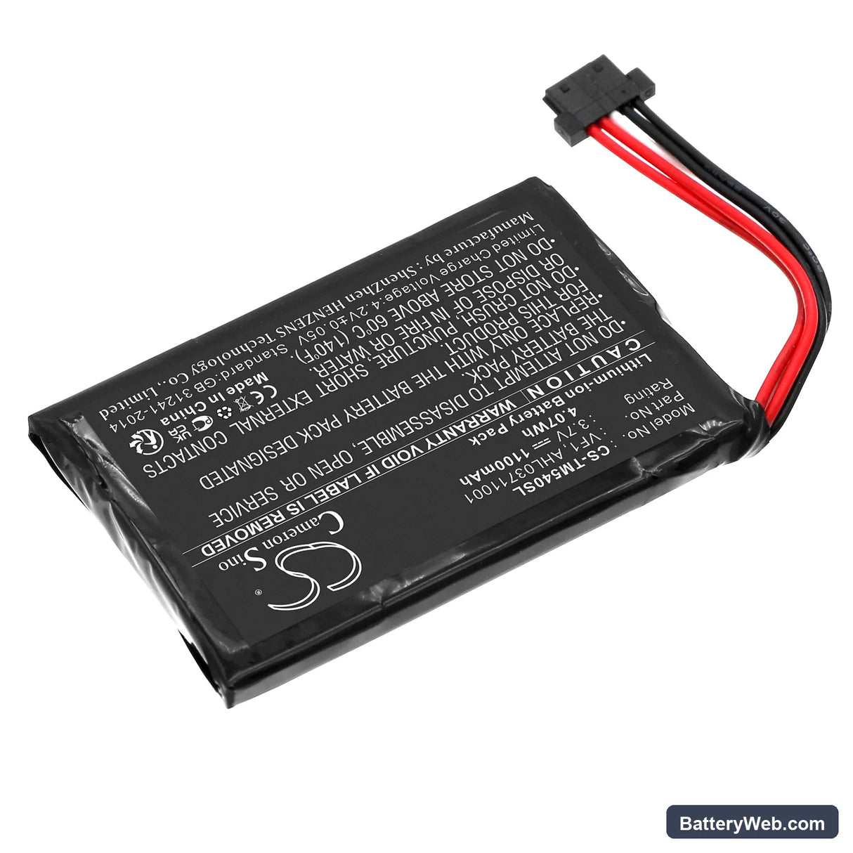 TomTom Go 540 Replacement Battery, 3.7V, 1100mAh, Li-ion 2