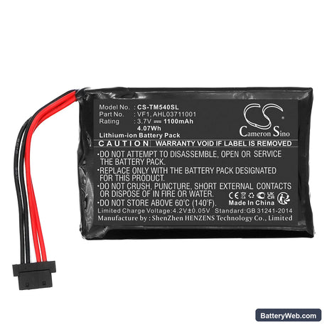TomTom Go 540 Replacement Battery, 3.7V, 1100mAh, Li-ion 3