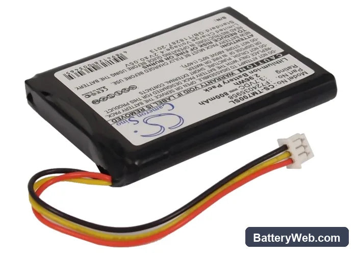 TomTom One XL Replacement Battery, 3.7V, 800mAh, Li-ion 2