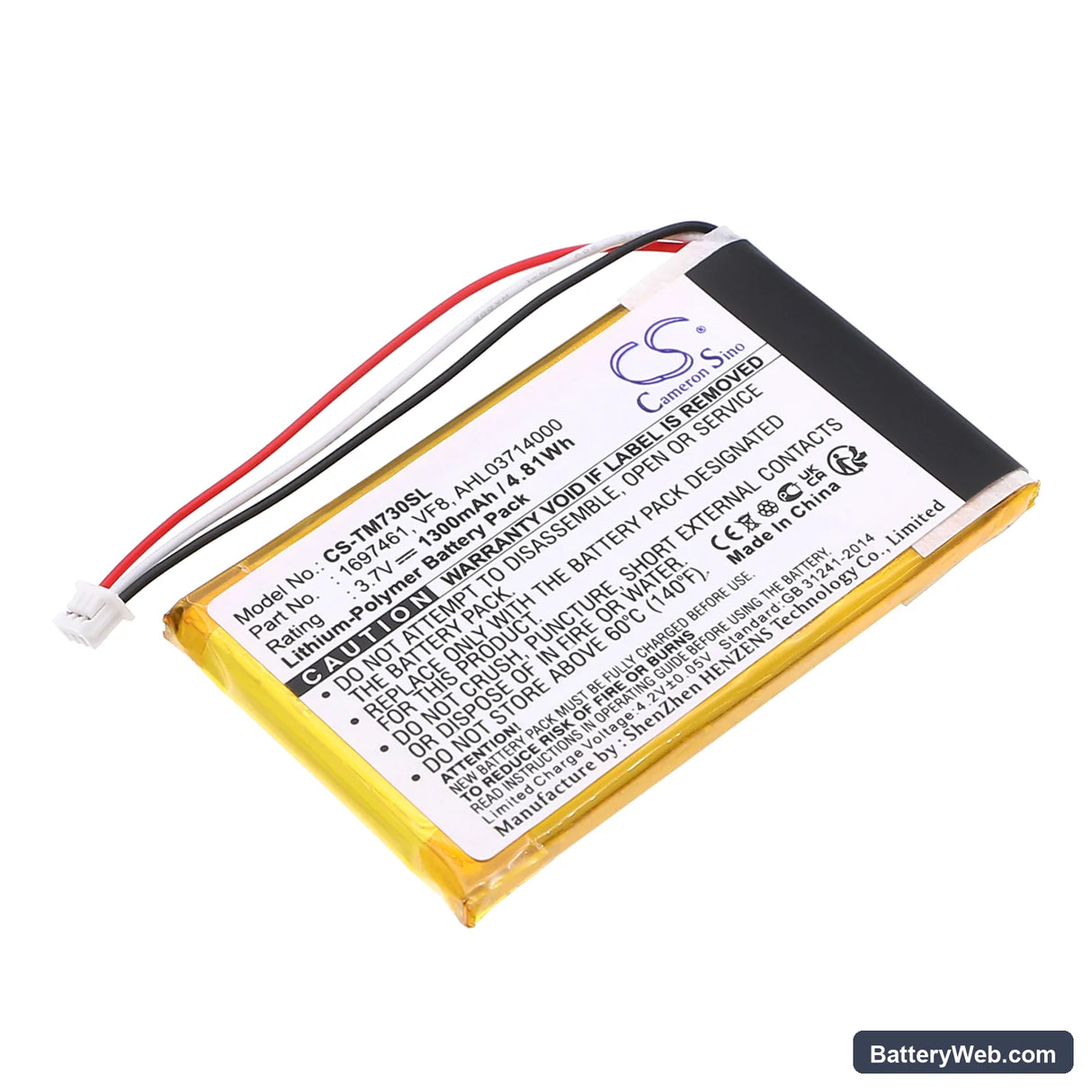 TomTom Go 530 Live Replacement Battery, 3.7V, 1300mAh, Li-Polymer 1