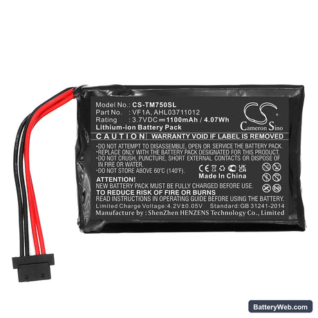 TomTom Go 750 Replacement Battery, 3.7V, 1100mAh, Li-ion 3