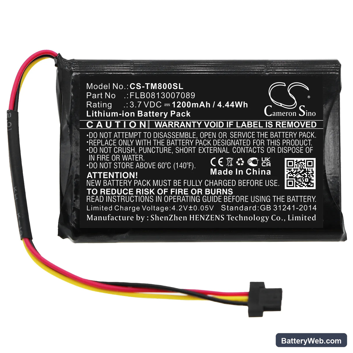 TomTom One XL Traffic Replacement Battery, 3.7V, 1200mAh, Li-ion 3