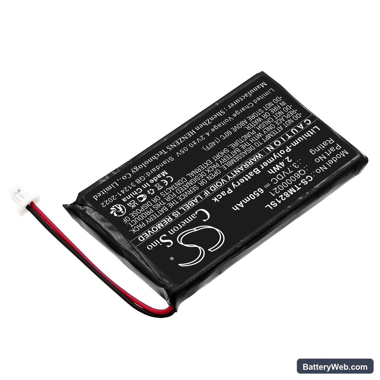 TomTom GPS-9821X Replacement Battery, 3.7V, 650mAh, Li-ion 2