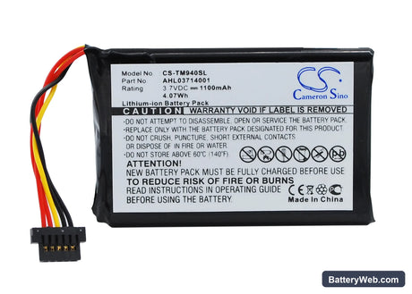TomTom Go 940 Replacement Battery, 3.7V, 1100mAh, Li-ion 1