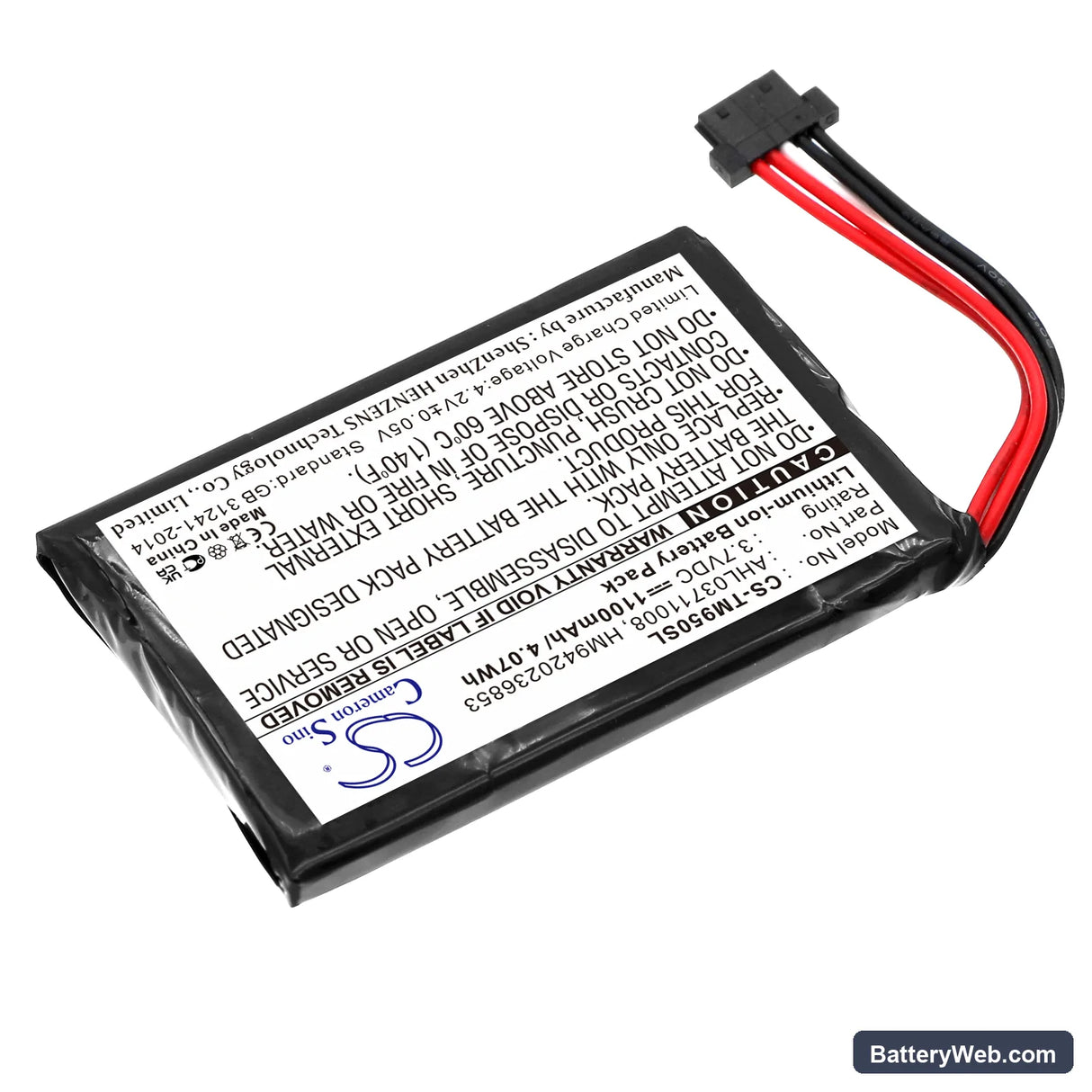 TomTom Go 950 Replacement Battery, 3.7V, 1100mAh, Li-ion 2