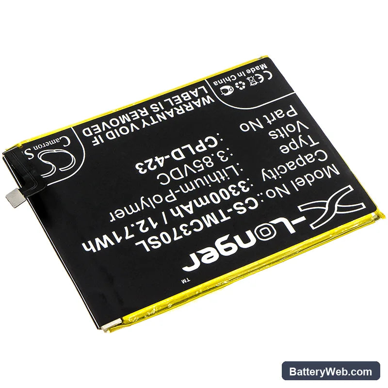T-Mobile Revvl Plus Replacement Battery, 3.85V, 3300mAh, Li-Polymer 2